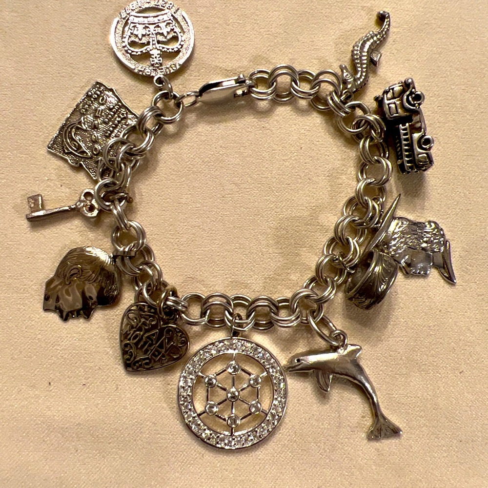 Vintage Sterling Silver Charm Bracelet Loaded with Charms